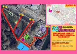 Mapa planu  imprezy 26. Dni Wieruszowa oraz parkingów